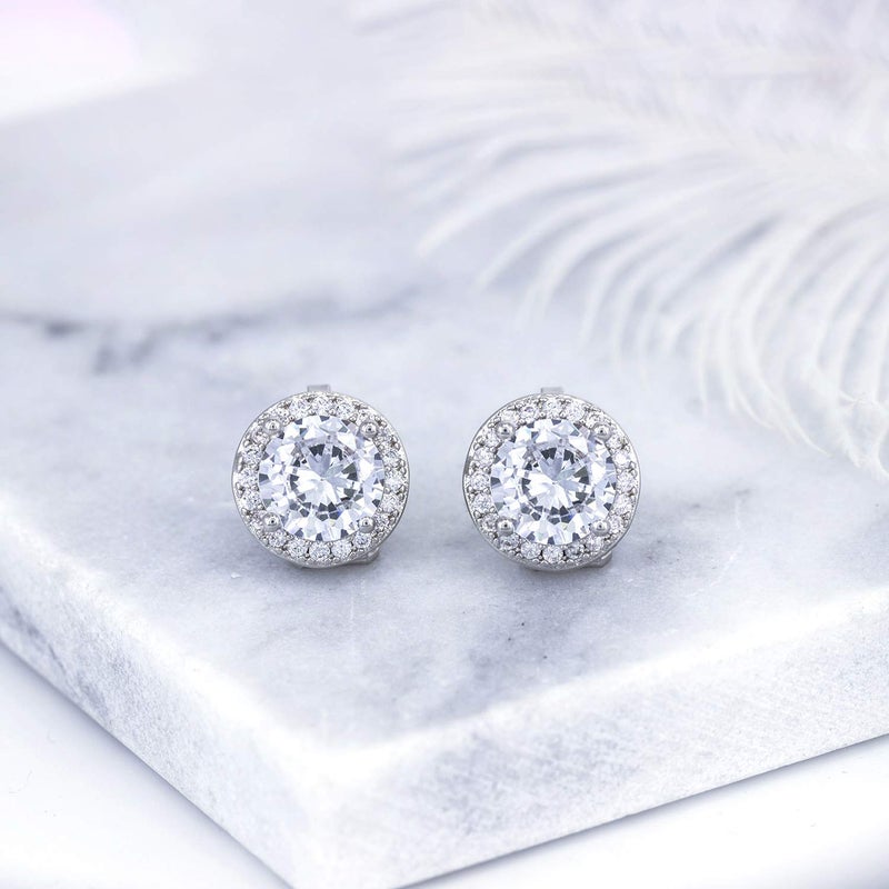 YOQUCOL Bright 8MM Cubic Zirconia Crystal Clip On Stud Earrings Round Non Pierced Earrings For Women - Image 5